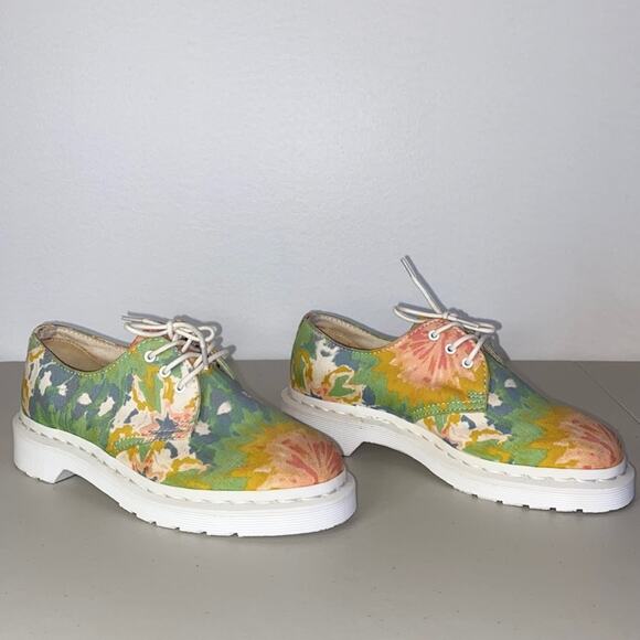 Dr. Martens 5 White Green Blue V Lester MTD Oxfords Tie-Dye Canvas Upper Lace-Up - Picture 3 of 12
